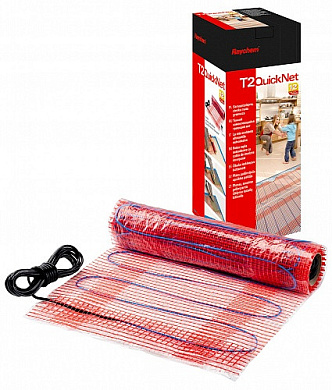1 кв.м. Мат нагревательный 1 кв.м Raychem T2QuickNet Plus (160 Вт/м2), размеры 0,5м x 2,0м; 160Вт/ 230В, без терм